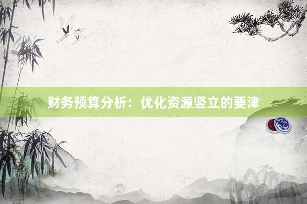 财务预算分析：优化资源竖立的要津